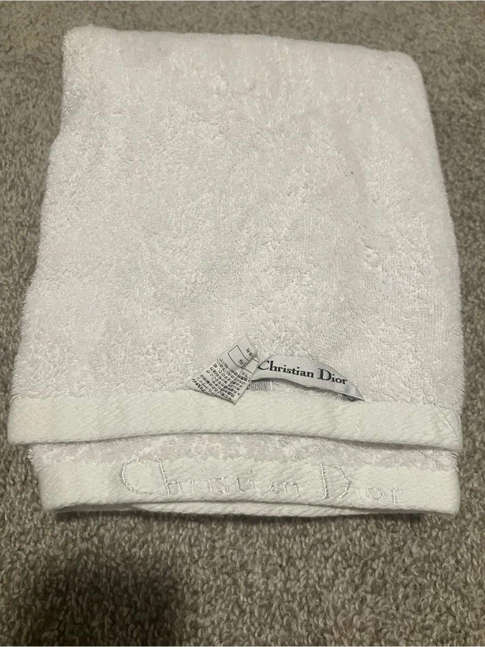 VINTAGE CHRISTIAN DIOR WHITE BATH TOWEL FROM VIP NOVELTY GIFT
